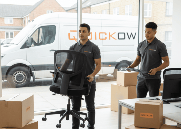 Quickow movers relocating office furniture and equipment in the UK
