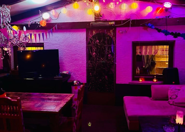 Wintergarten mit Diskoatmosphäre