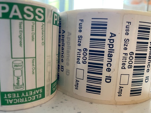a couple of rolls of test labels