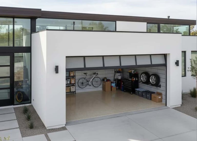minimalist luxury home garage after