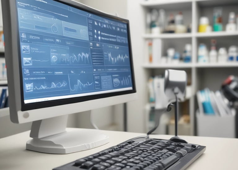 A medical monitor displays various vital signs and readings, including an ECG line showing heart activity, numbers indicating SPO2 levels, and blood pressure. The screen is prominently labeled with 'DEMO', and the monitor is manufactured by Mindray.