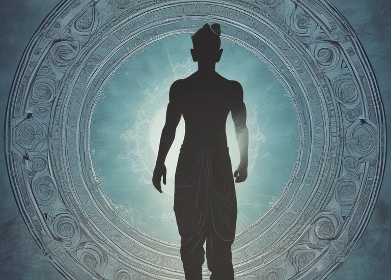 Characters navigating a dark underground river in episode three.