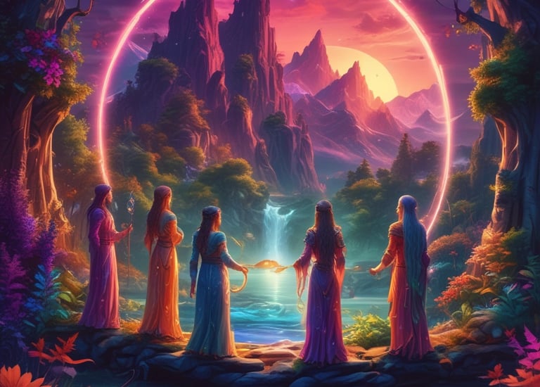 A dramatic scene from the first episode showing the main characters exploring an underground cavern.