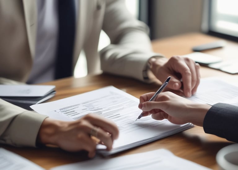 A storefront featuring services like money transfer, cheque cashing, and bureau de change. The awning prominently displays 'International Money Transfer' and various notices and advertisements are visible around the entrance. Adjacent to the entrance, fresh produce from a fruit vendor can be seen. The overall setting suggests a busy street, likely in an urban area.