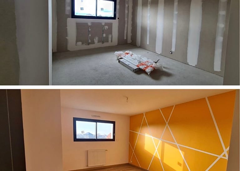 Rénovation de la peinture dans une chambre 