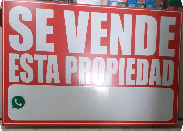 impresión de gigantografías de se vende propiedad, se vende terreno, alquila casa. impresión en banner y vinil