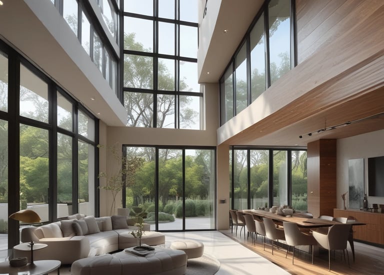 An interior architectural structure features a complex wall design with three-dimensional geometric patterns. The ceiling has a grid-like structure with recessed lights, and the composition creates an abstract, futuristic appearance.