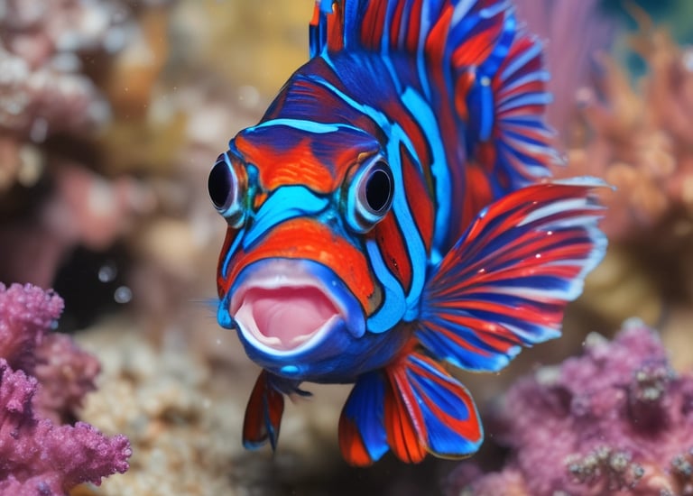 A close-up of colorful corals in an aquarium.