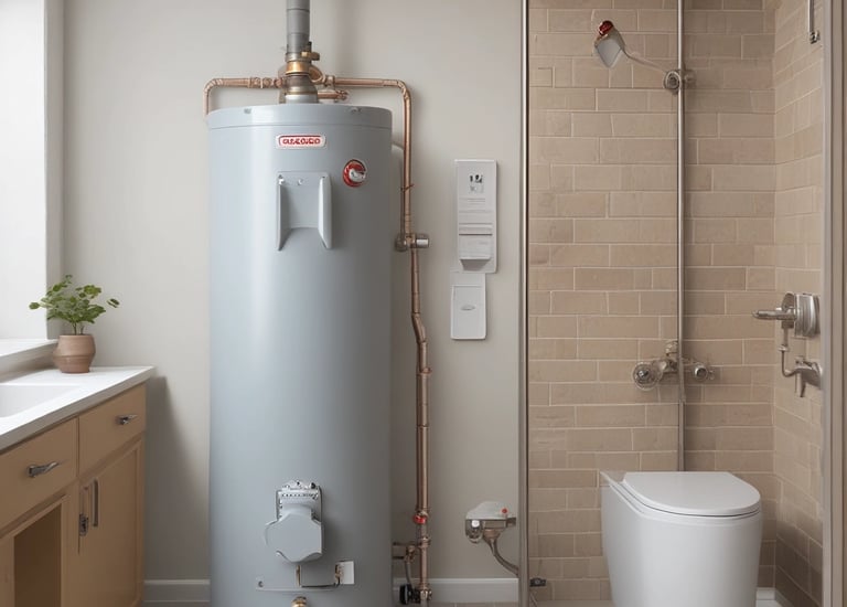 An intricate network of blue pipes and valves is mounted against a tiled wall. Numerous pressure gauges are attached at intervals, providing a detailed and complex arrangement. Each pipe is carefully connected, and there are various fittings and connections visible.