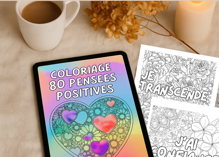 Coloriage 80 pensées positives, un ebook 5 euro à télécharger et à imprimer