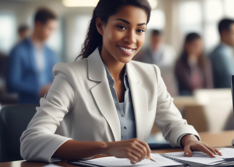 A group of people sitting around a table engaged in a discussion, with colorful sticky notes spread 