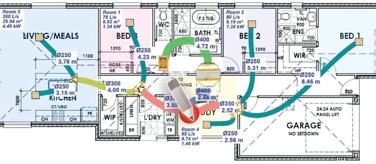 air conditioning duct layout and airflow design plan