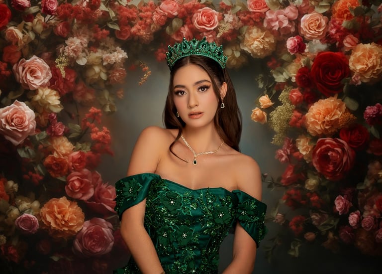 Retrato artístico de quince años con iluminación profesional en locación de Aguascalientes.