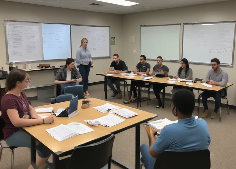 An elderly couple stands together, the woman seated in a wheelchair holding a blue folder with a gold logo. The man stands beside her, wearing a dark blue shirt with a patterned design. A decorative wall with a branching pattern and birds is in the background.