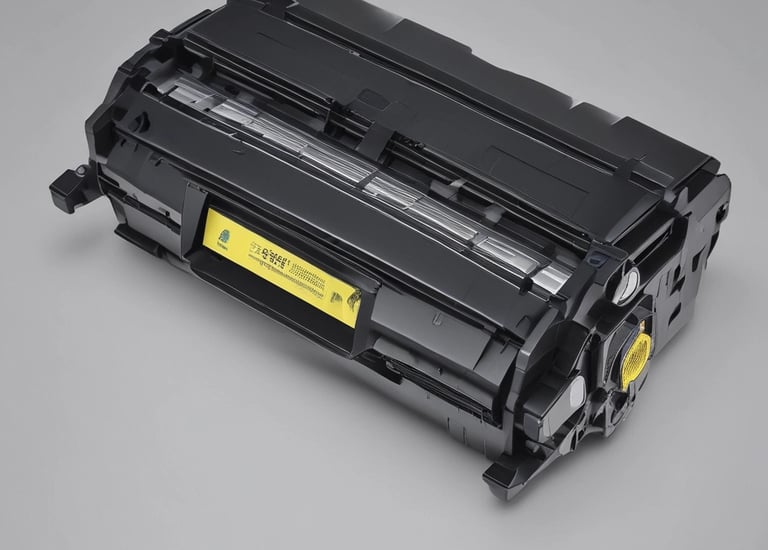 An Epson dot matrix printer with control buttons and a stack of continuous form paper loaded. The printer appears to be in an office or workspace setting.