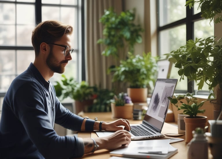 three men sitting while using laptops and watching man beside whiteboard