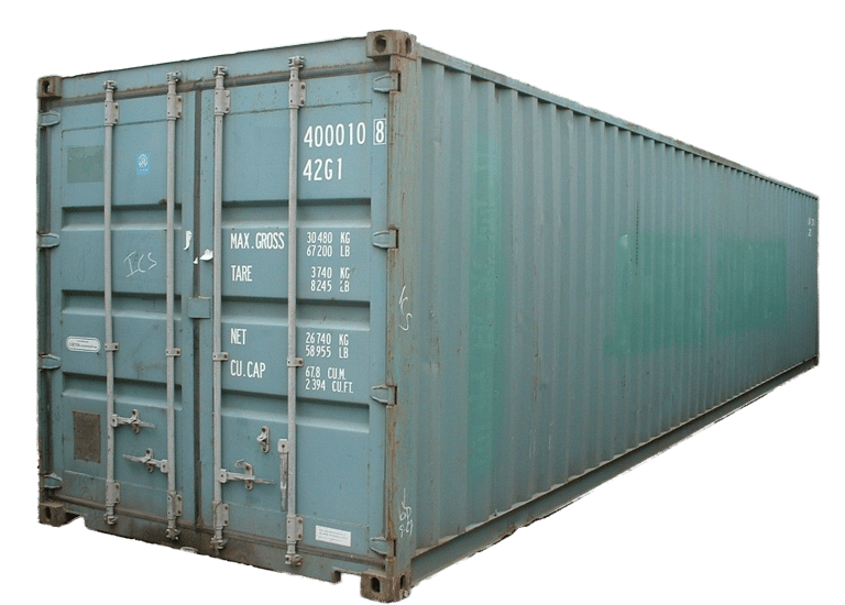 A blue cargo worthy 40ft shipping container