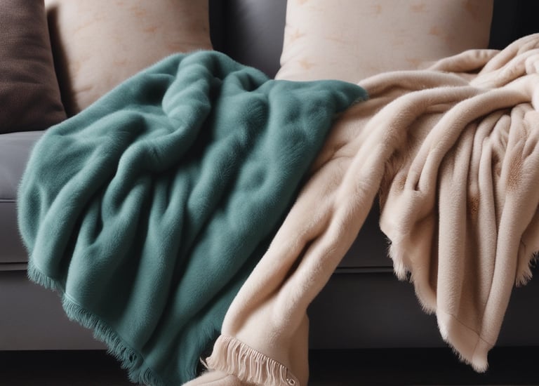 A collection of cozy throws in various colors.