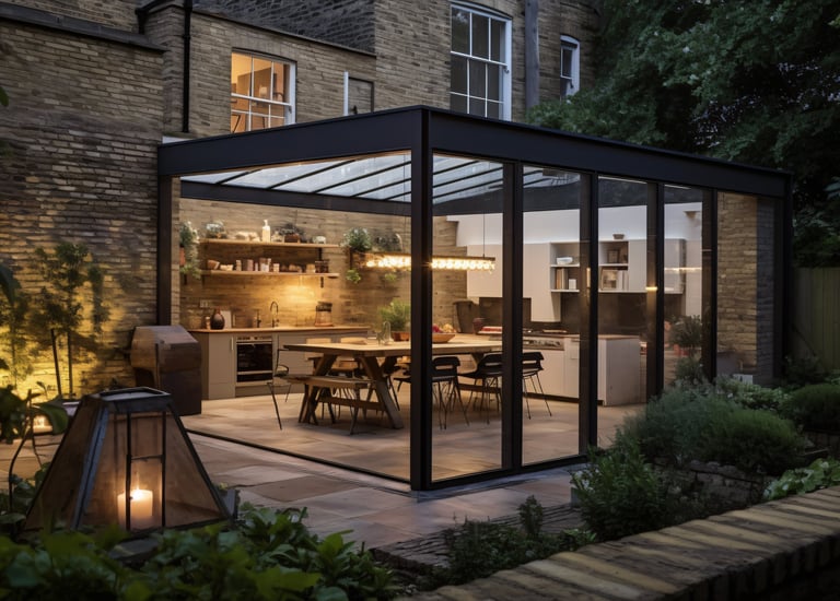 Extension moderne en verre type véranda nettoyer et rénover 