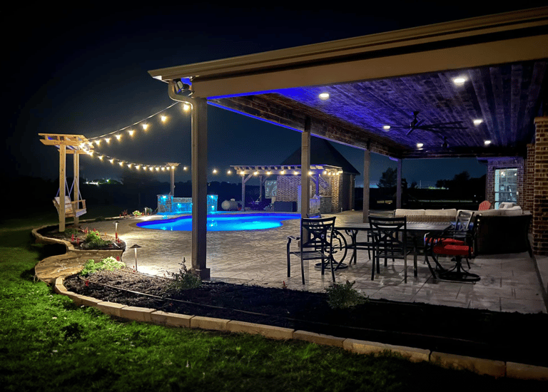 Outdoor Living Space at Night