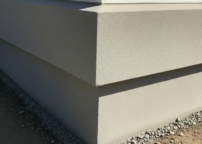 stucco aggregate on corner of house