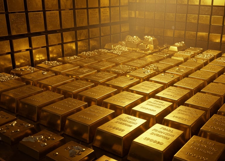a room with a lot of gold bars and some gold bars
