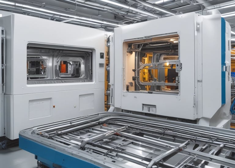 Industrial machinery operating inside a factory environment