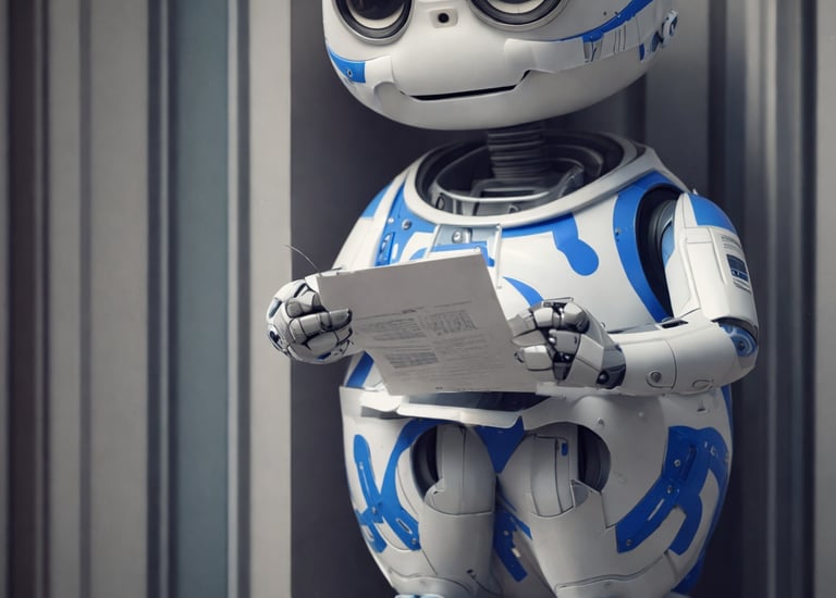 A robot reads a resume.