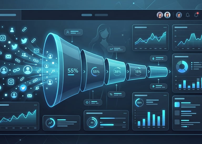 Flowchart of fan engagement and upsell paths for an OnlyFans creator funnel