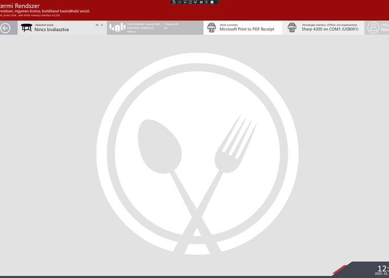 Sansoft éttermi rendszer alap verziójáról képernyőfotó