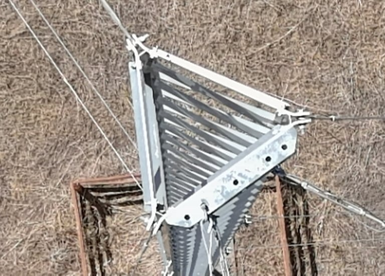 HF Two-way radio tower inspected with a drone