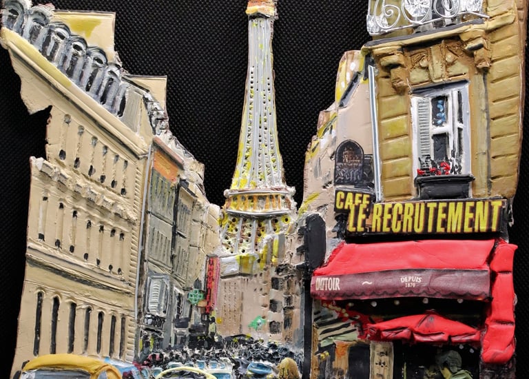 Paris Street Scene - Crafted air dry clay