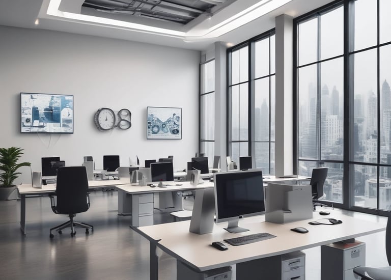 A modern office environment showcasing automation technology.