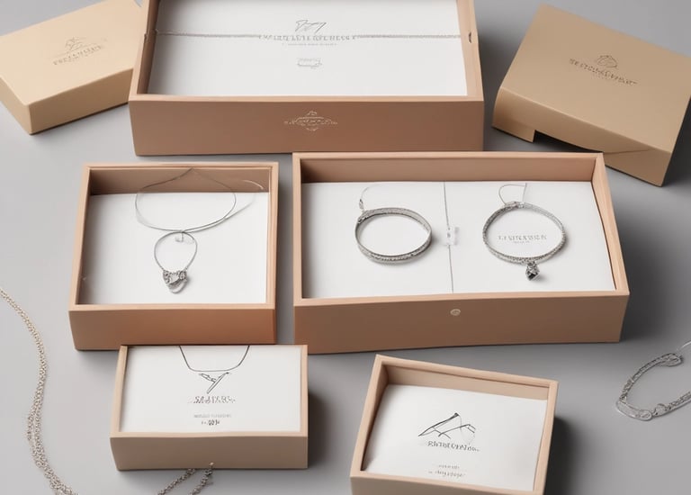 Close-up of elegant luxury packaging boxes stacked neatly.