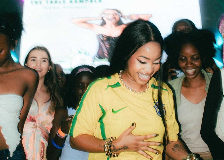 Teens enjoying food, conversation, and community at Bloomfest