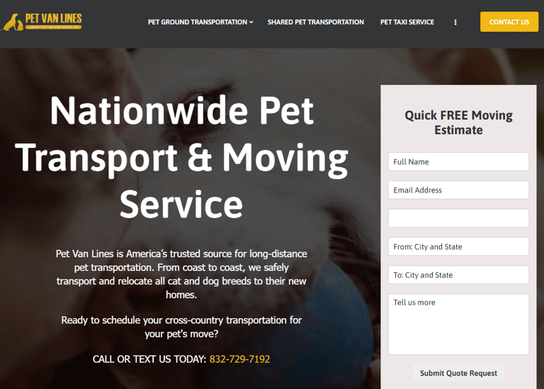 pet van lines pet transport services