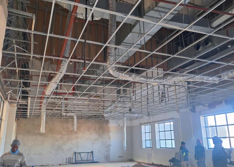 Completion of suspended ceiling grid work for commercial renovation project, North riding, Randburg