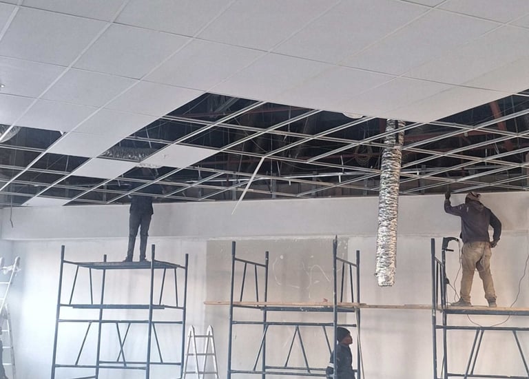 Inspection of suspended ceiling level for commercial renovation project, Belair Shopping Centre, North Riding, Johannesburg