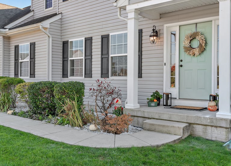 Front Porch with Mint Door of Staging Client