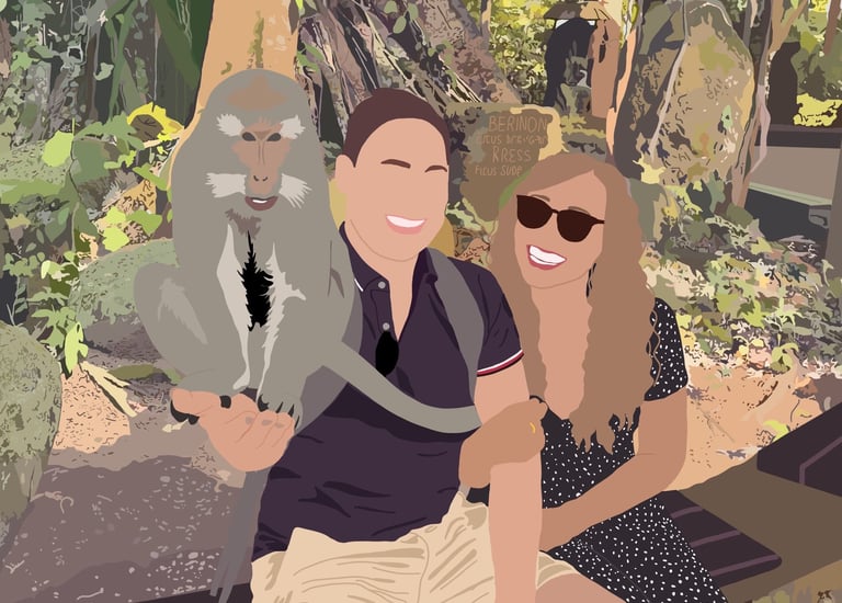 a man and woman sitting on a bench in a park