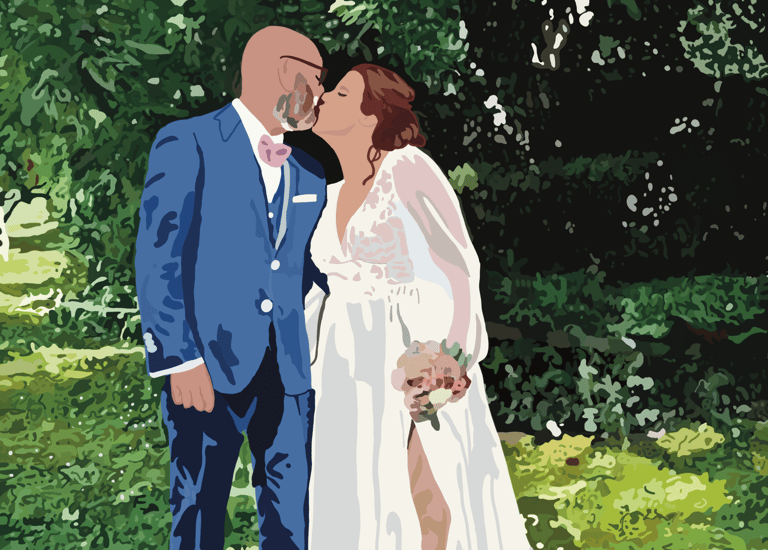 a man and woman kissing in a field