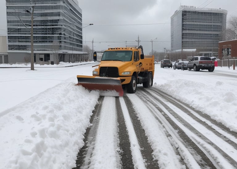 A snowy pathway being cleared for safety.