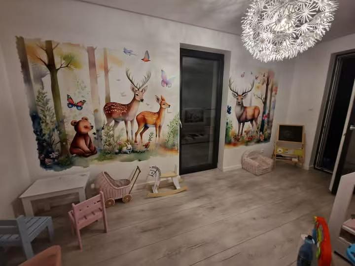 Impressão digital de mural decorativo em parede residencial