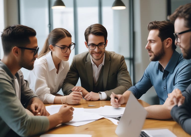 Jeunes techniciens en réunion