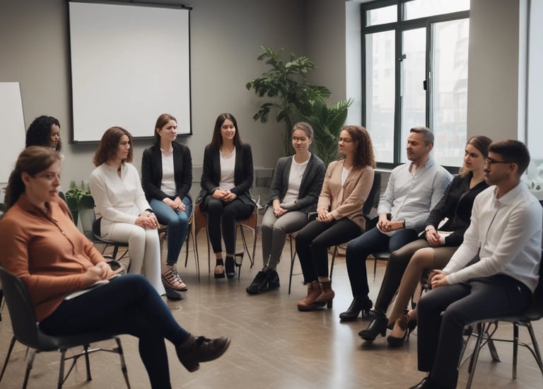 A family of three stands on a tree-lined road, with the father in a blue shirt sitting on a bicycle and the daughter in a yellow striped dress sitting on the bicycle handle. The mother is standing next to them wearing a pink blazer over a black dress. The backdrop is a lush, green natural setting.