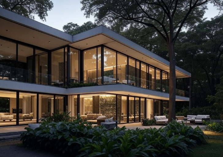 Maison avec architecture moderne pour la journée mondiale de l'architecture