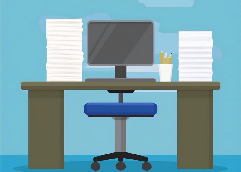 scrivania con pc e preventivi