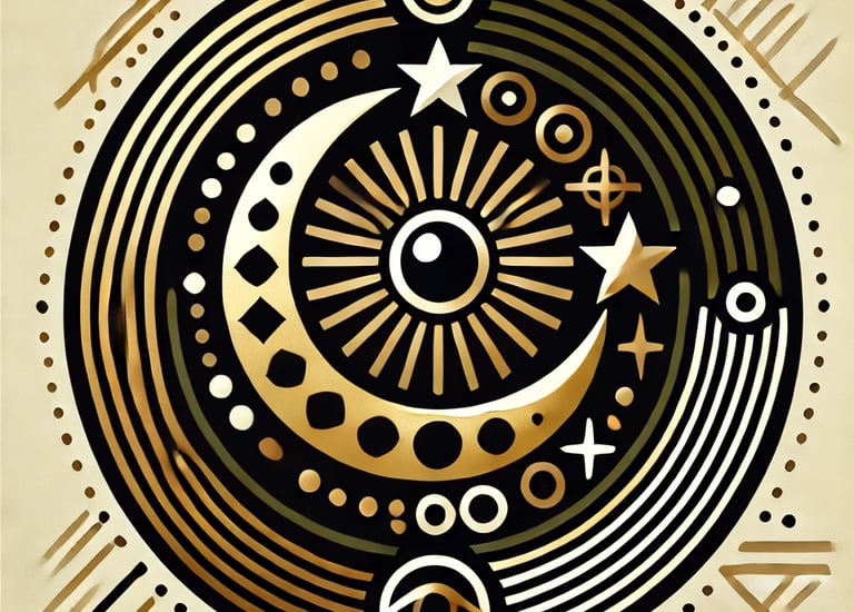 sleek afrocentric icon representing the complexity of hausa mythology