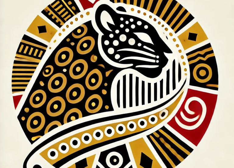 a iconic logo for the Ekpe soceity with the central leopard and ukara