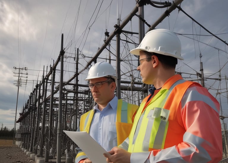A solar panel installation site under a clear blue sky.